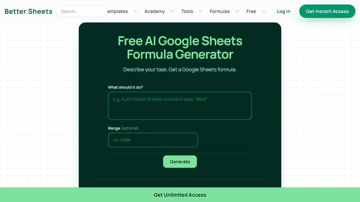 Better Sheets Formula Generator preview image
