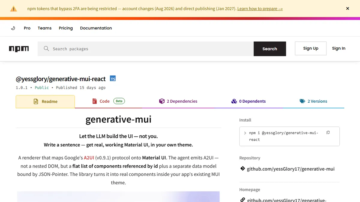 Generative MUI React preview image