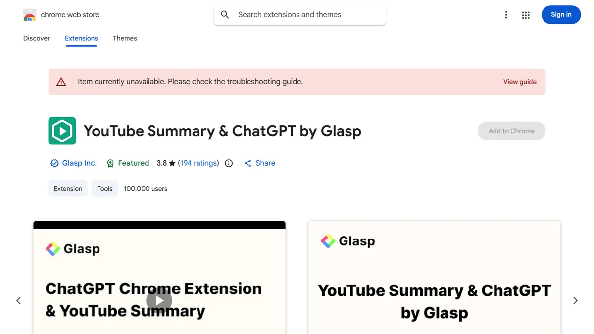 YouTube Summary & ChatGPT by Glasp preview image