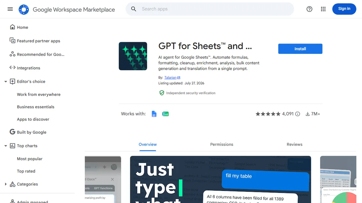 GPT for Sheets and Docs preview image