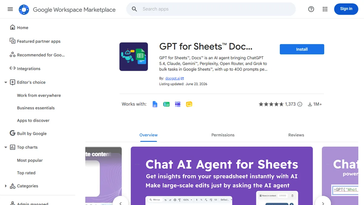GPT for Sheets preview image